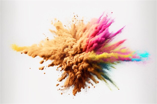 Colored powder dust explosion isolated on white background