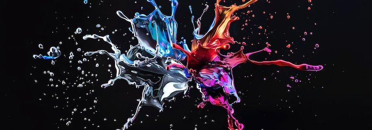 Free Photo colored splash on black background ai generated