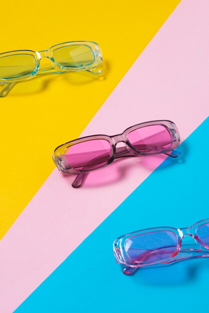 Colored transparent sunglasses  still life