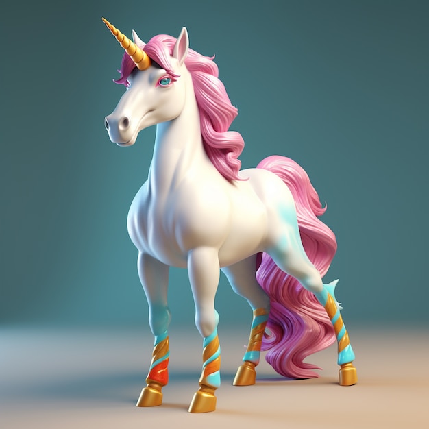 Foto gratuita unicorno mitico 3d colorato