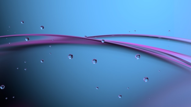 다채로운 3d 렌더링 추상 현대 유리 흐름 배경입니다. 액체 형태. 유리 분야. 프리미엄 사진