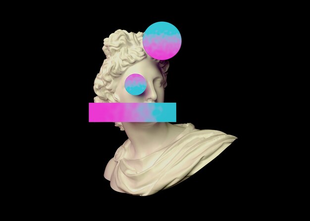 colorful 3d shapes in vaporwave style