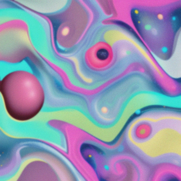 A colorful abstract background with a pink ball in the middle.