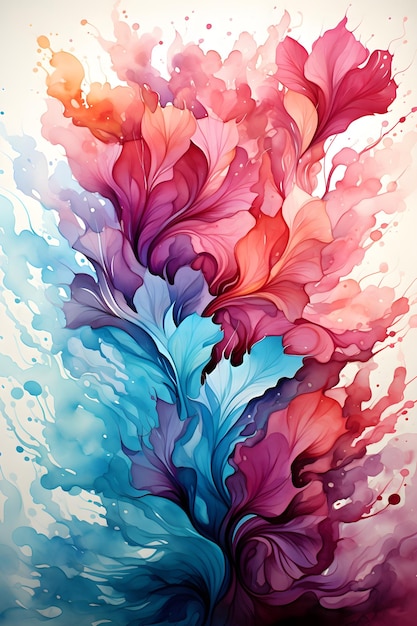 colorful abstract floral painting splash