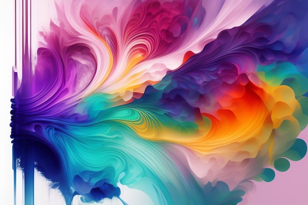 A colorful abstract painting with a rainbow background.