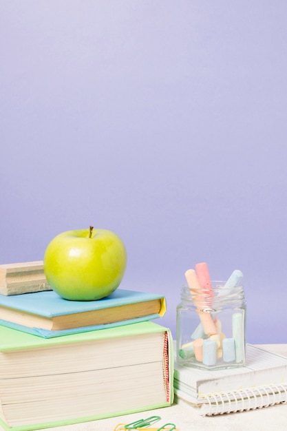 Colorful arrangement of school supplies