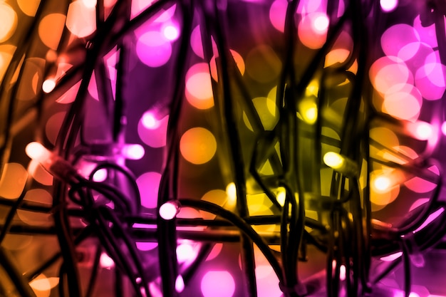 Colorful background of festive lights decoration