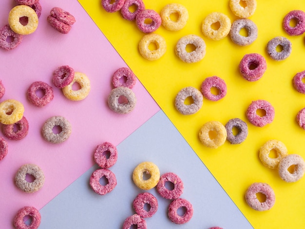 Colorful background with delicious fruit loops