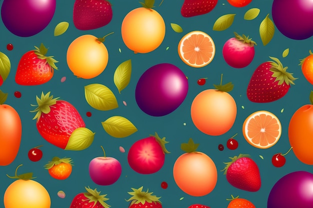 Free photo a colorful background with fruits and leaves on it.