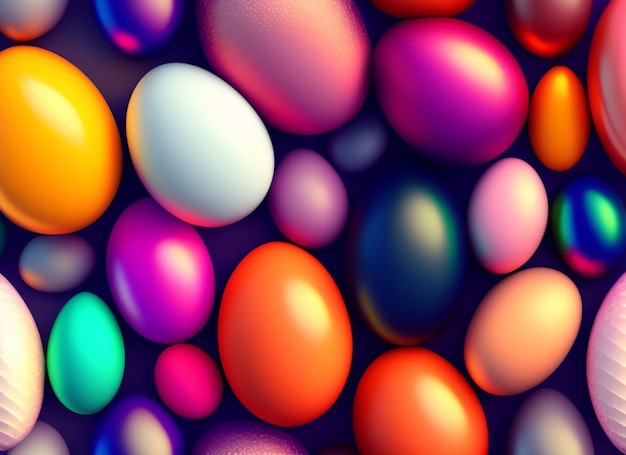 Foto gratuita uno sfondo colorato con molte uova colorate su di esso.