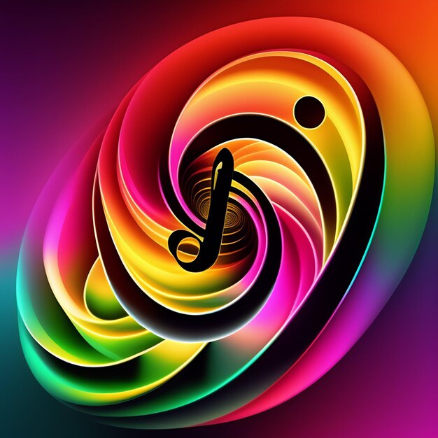 A colorful background with a treble clef and a spiral design.