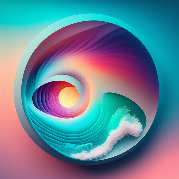 A colorful background with a wave and the word ocean on it