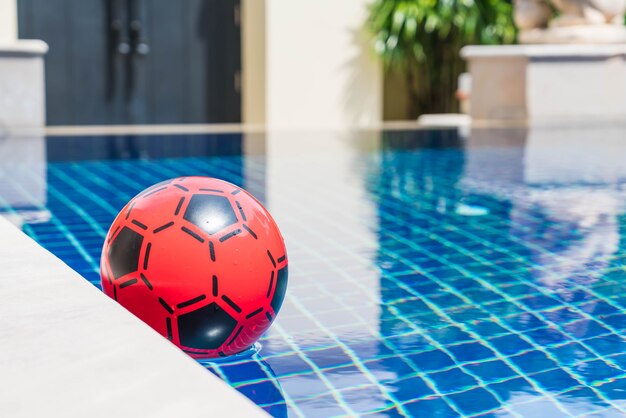 colorful ball floating in a swimming pool