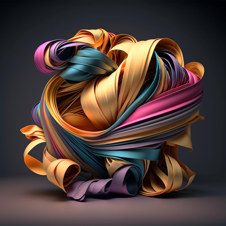 Free Photo a colorful ball of ribbons