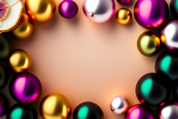 Colorful balls on a pink background