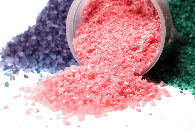 Free photo colorful bath salt scattered