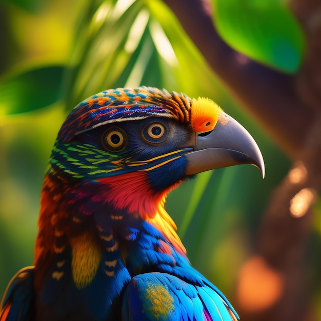 Foto gratuita un uccello colorato con un becco che dice che amo gli uccelli