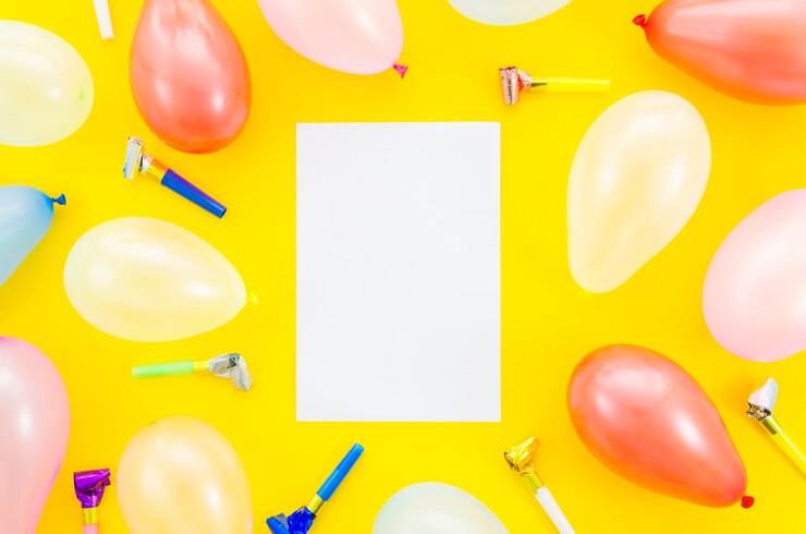 Free Photo colorful birthday balloons with a paper sheet