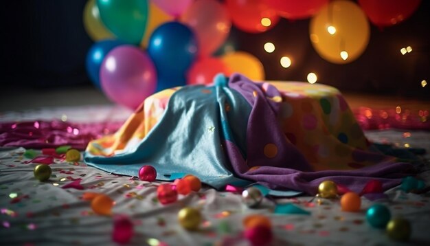 Colorful birthday party brings joy and beauty generated by AI