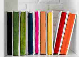 Free photo colorful books on shelf arrangement