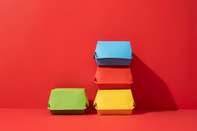 Colorful boxes for food arrangement