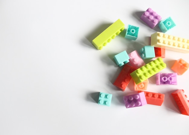 Colorful brick or block toys on white background