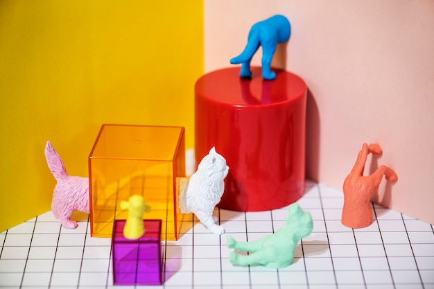 Colorful and bright miniature pet figures