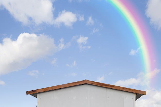 Free photo colorful bright rainbow in the sky