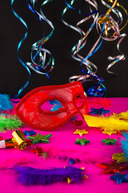 Colorful carnival composition with masks