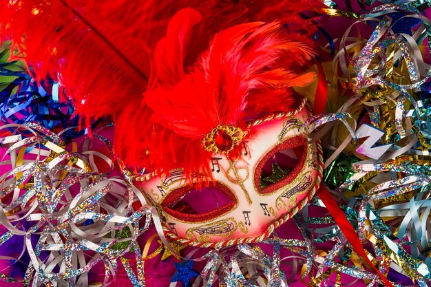 Colorful carnival composition with masks