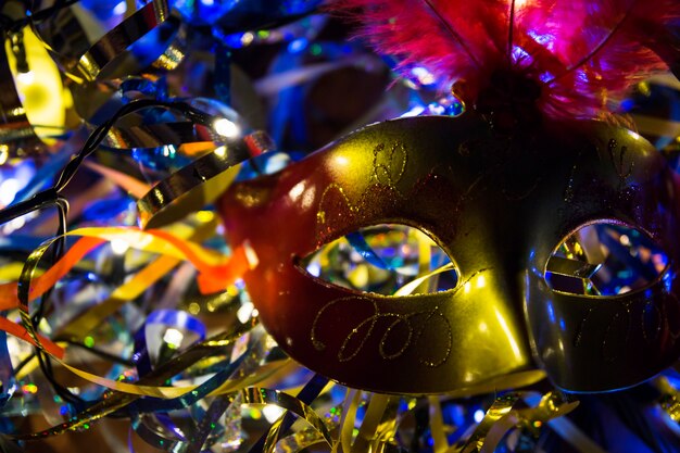 Colorful carnival composition with masks