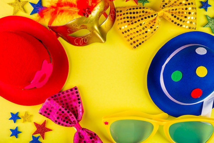 Free Photo colorful carnival composition with masks