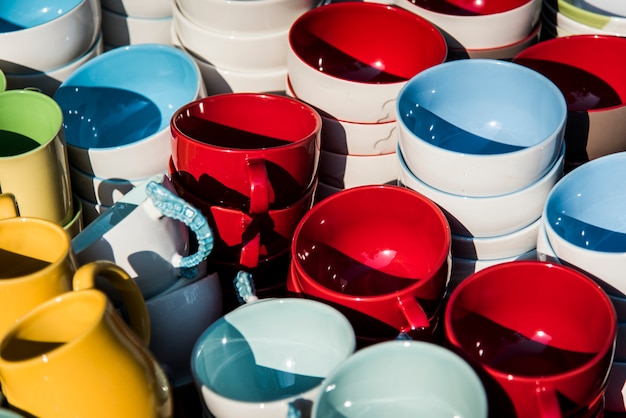 Free photo colorful ceramic bowls