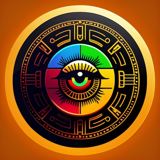 Foto gratuita un cerchio colorato con un occhio arcobaleno al centro.