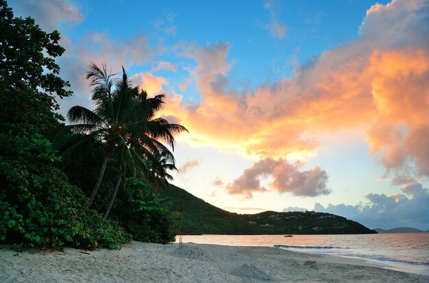 Colorful cloud at sunset at beach in St John, Virgin Island.