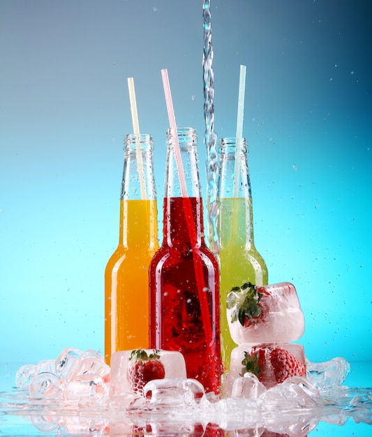 Colorful cocktails with ice