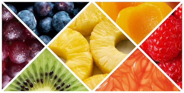 Free photo colorful collage of fruits texture close up
