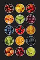 Free photo colorful collage of fruits texture close up