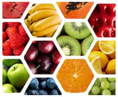 Free photo colorful collage of fruits texture close up