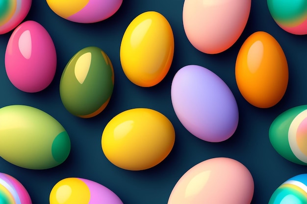 Free photo a colorful collection of colorful eggs on a dark background.