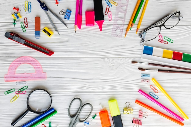 Colorful composition of school materials
