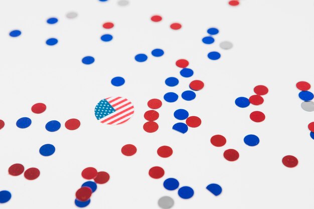 Colorful confetti with American flag