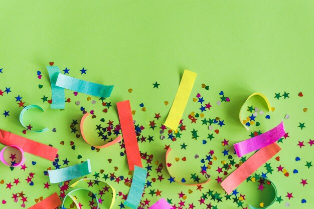 Colorful confetti with colored paper strips