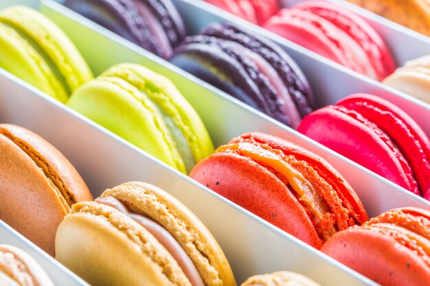 Colorful cookies in a box