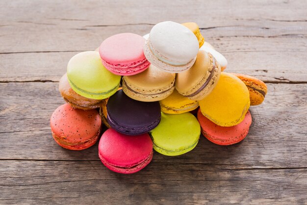 Colorful cookies on a wooden table