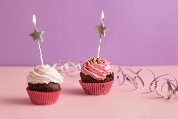 Colorful cupcakes with delicious frosting