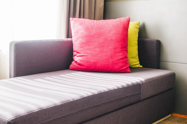 Colorful cushions on the couch