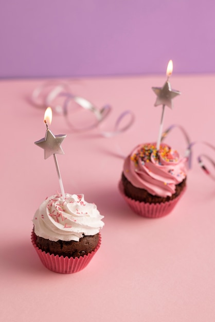 Colorful delicious cupcakes with frosting