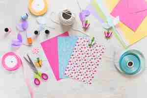 Free photo colorful different scrapbook card with decorative elements