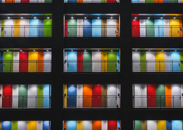 Colorful doors of an apartment